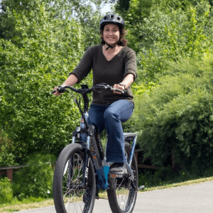 Female on e-bike